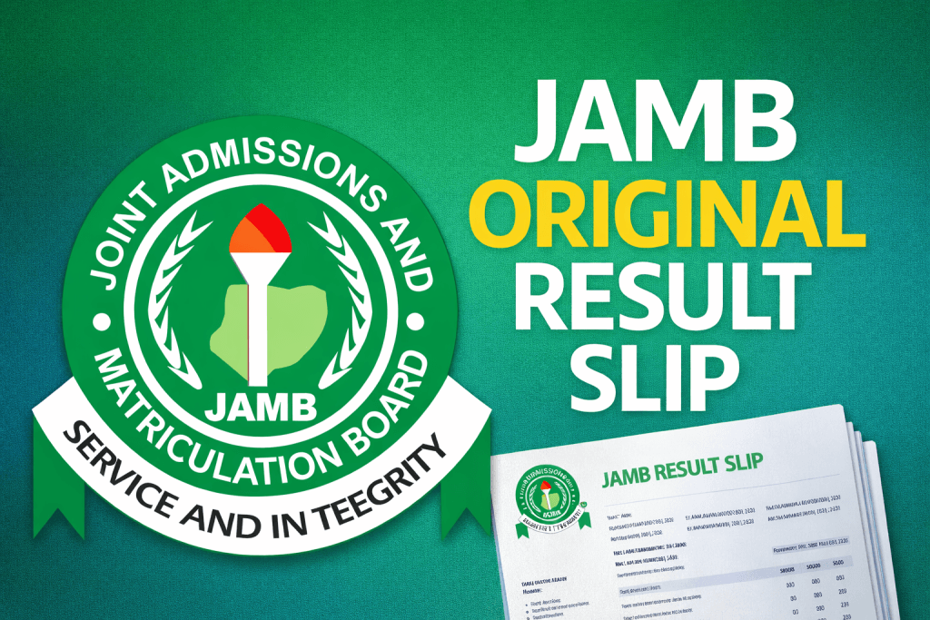 Jamb original result slip