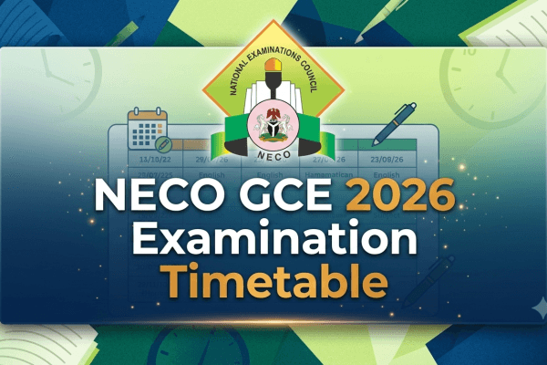Neco gce 2026 examination timetable