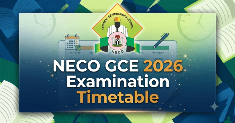 NECO GCE 2026 Examination Timetable