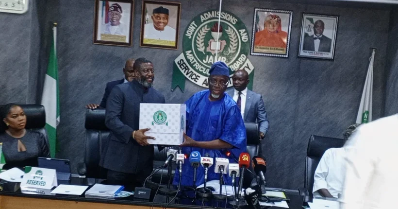 Prof. Oloyede Hands Over to New JAMB Registrar Prof. Aina